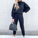 Women's Two-Piece Lounge Set - Turtleneck Top and Pants