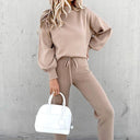 Women's Two-Piece Lounge Set - Turtleneck Top and Pants