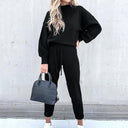 Women's Two-Piece Lounge Set - Turtleneck Top and Pants