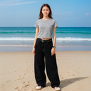 Dames jeans met wijde pijpen zwart