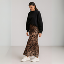 Dames midi rok met luipaardprint