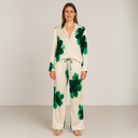 Blouse en Broek Set voor Dames met Bloemenprint en Wijde Pijpen