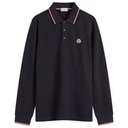 Moncler Men's Cotton Piqué Polo With Long Sleeves And Tricolor Details