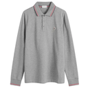 Moncler Men's Cotton Piqué Polo With Long Sleeves And Tricolor Details