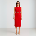 Mouwloze midi jurk met riem voor dames