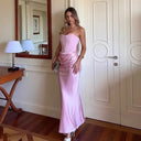 Strapless satijnen avondjurk voor dames | Korsetontwerp