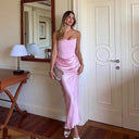 Strapless satijnen avondjurk voor dames | Korsetontwerp