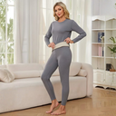 Heated fleece lined underwear set women with top