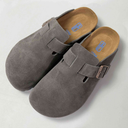 Birkenstock Boston Gray Suede Clogs