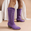 Cowboylaarzen voor dames met dikke hak | Geborduurd ontwerp
