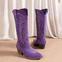 Cowboylaarzen voor dames met dikke hak | Geborduurd ontwerp