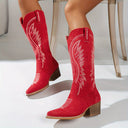 Cowboylaarzen voor dames met dikke hak | Geborduurd ontwerp