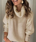 Dames Coltrui - Lange Mouw Pullover met Knoopdetail