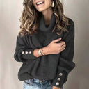 Dames Coltrui - Lange Mouw Pullover met Knoopdetail