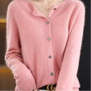 Dames cardigan met ronde hals en knoopsluiting