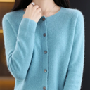 Dames cardigan met ronde hals en knoopsluiting