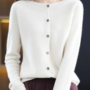 Dames cardigan met ronde hals en knoopsluiting