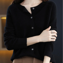 Dames cardigan met ronde hals en knoopsluiting