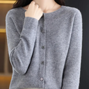 Dames cardigan met ronde hals en knoopsluiting