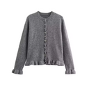 Gebreid vest voor dames | Lange mouwen knoopsluiting
