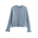 Gebreid vest voor dames | Lange mouwen knoopsluiting