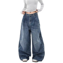 Dames jeans met rimpeldetail en wijde pijpen