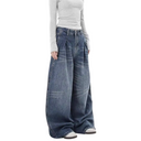 Dames jeans met rimpeldetail en wijde pijpen
