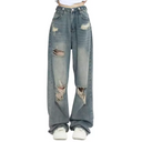 Dames jeans met wijde pijpen en scheuren