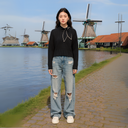 Dames trui met lange mouwen en strikdetail