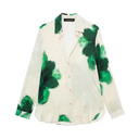 Blouse en Broek Set voor Dames met Bloemenprint en Wijde Pijpen