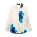 Blouse en Broek Set voor Dames met Bloemenprint en Wijde Pijpen