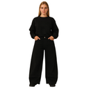 Dames wijde denim broek met rafelzoom