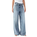 Dames wijde denim broek met hoge taille
