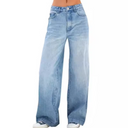 Dames wijde denim broek met zakken