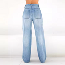 Dames wijde denim broek met zakken