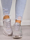 Dames casual schoenen met veters | Ritsdetail