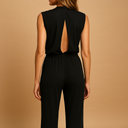 Mouwloze jumpsuit met wijde pijpen voor dames | Hoge hals