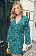 Bloemenprint wikkeljurk voor dames | Lange mouwen