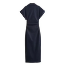 Midi-jurk met knoopsluiting voor dames | Korte mouwen met ruches