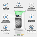 Portable USB air cooler with mist and LED lighting