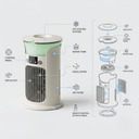 Portable USB air cooler with mist and LED lighting