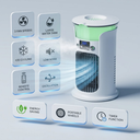 Portable USB air cooler with mist and LED lighting