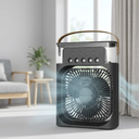 Portable air cooler with fan, humidifier and LED lighting