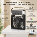 Portable air cooler with fan, humidifier and LED lighting