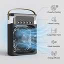 Portable air cooler with fan, humidifier and LED lighting