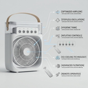 Portable air cooler with fan, humidifier and LED lighting