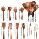 Keukengerei Set 11-Delig - TeakWooda - Met Houder - Natuurlijk Hout