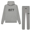 Fear of God Essentials 1977 Dark Oatmeal Logo Hoodie and Joggers Set