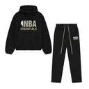 Fear of God Essentials NBA Black Logo Hoodie and Sweatpants Set