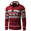Half Zip gebreide trui voor heren | Ontwerp met patroon